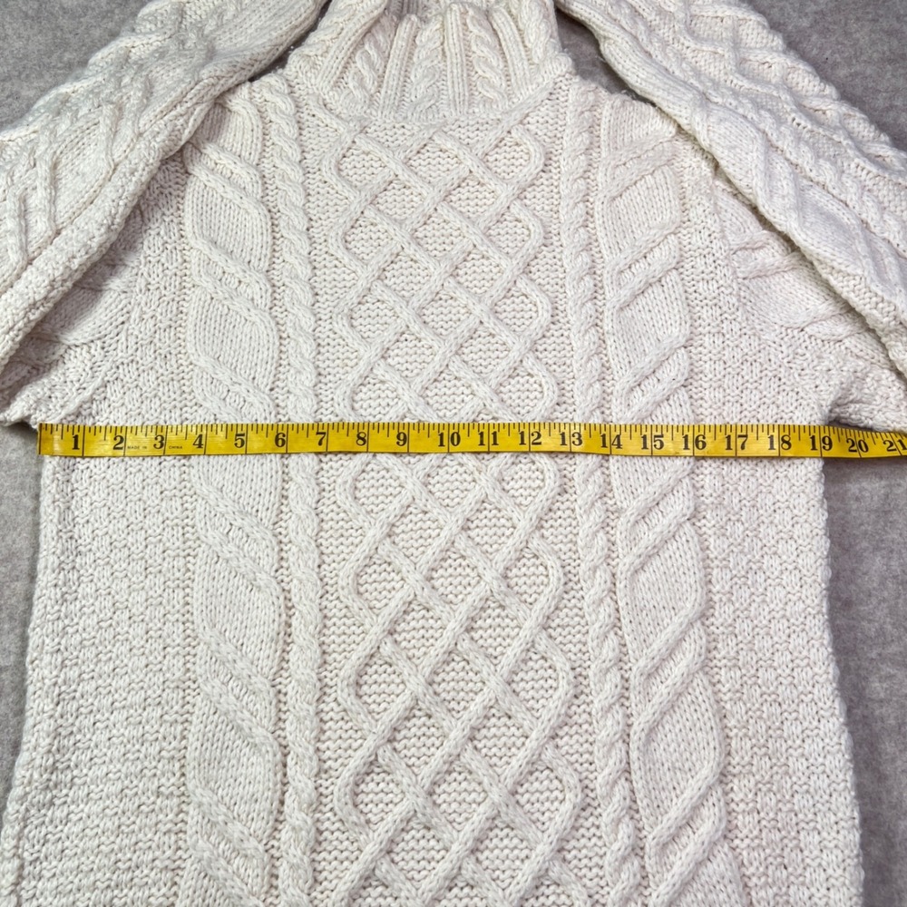 Paul James Made in England 100% Wool Cable Knit Mock Neck Sweater Cream Large W - Picture 4 of 11